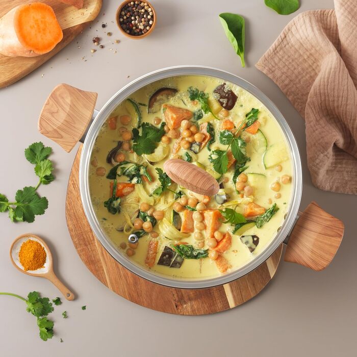 Набір посуду Tefal Cera Bright On 7 предметів: сковороди 20/24/28 см, каструля 16 см, каструля 24 см + кришки. Керамічне антипригарне покриття, алюмінієвий корпус (перероблений), індикатор нагріву Thermo Signal, для всіх типів плит, Бежево-сріблястий