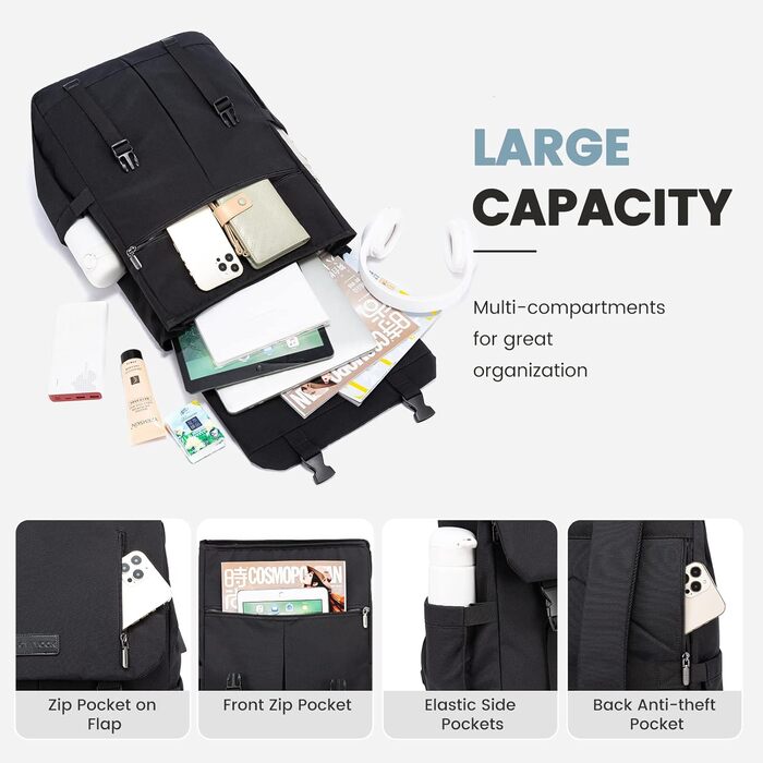 LOVEVOOK Рюкзак для жінок Елегантний 15.6 дюймів для ноутбука Водостійкий Шкільний рюкзак для дівчаток, підліток, жінок, для навчання, роботи, подорожей, бізнесу. Кольори: сірий, білий, рожевий, чорний (17.3 дюймів)