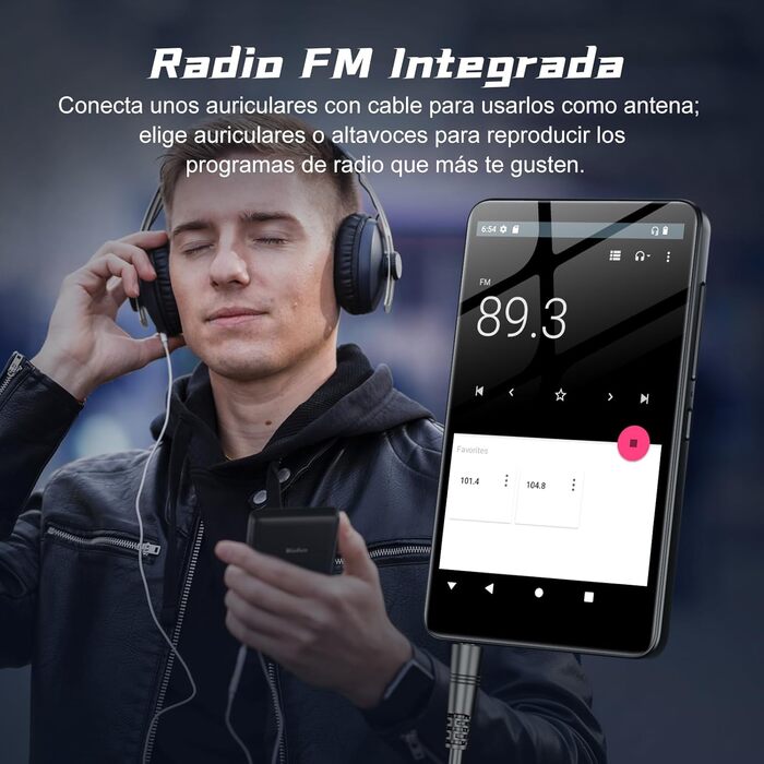 MP3 плеєр 32GB з Bluetooth 5.3, HiFi звук, для дітей, чорний (M9) - портативний музичний плеєр з еквалайзером, FM-радіо, підтримкою TF-карти до 128GB та навушниками