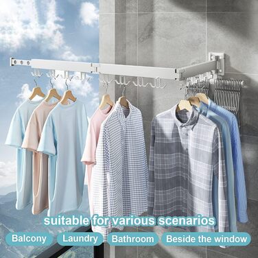 Сушарка для білизни Honeyhouse настінна розкладна, чорна, з кріпленням та тримачами для шкарпеток