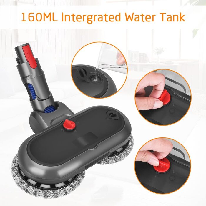 Насадка для миття підлоги DrRobor для Dyson V12 Detect Slim, знімний бак та 12 моп, сумісна з Dyson V12 Slim
