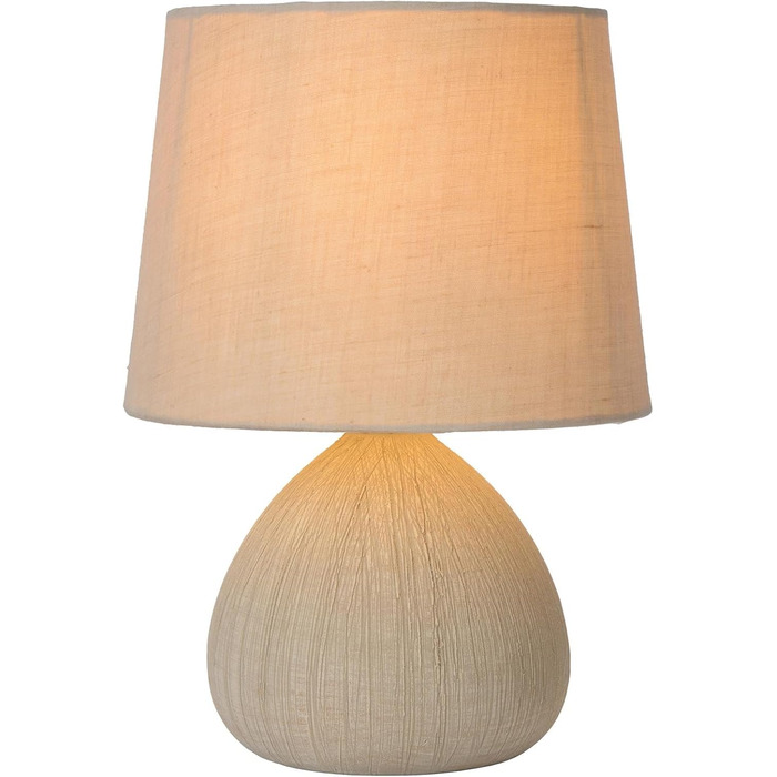 Настільна лампа LUCIDE RAMZI, бежева, діаметр 18 см, 1xE14