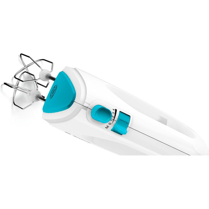 Міксер Bosch CleverMixx MFQ2210D: 2 вінчики, 2 гаки, нержавіюча сталь, 375W, 4 швидкості, білий/блакитний