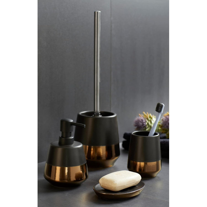 Дозатор для рідкого мила та лосьйону WENKO Brandol, кераміка, 450 мл, чорний, з підставкою