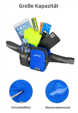 Спортивна поясна сумка-бананка з тримачем для пляшки, для собак, велоспорт, піші прогулянки, біг, поясна сумка для чоловіків та жінок, велика, блакитна