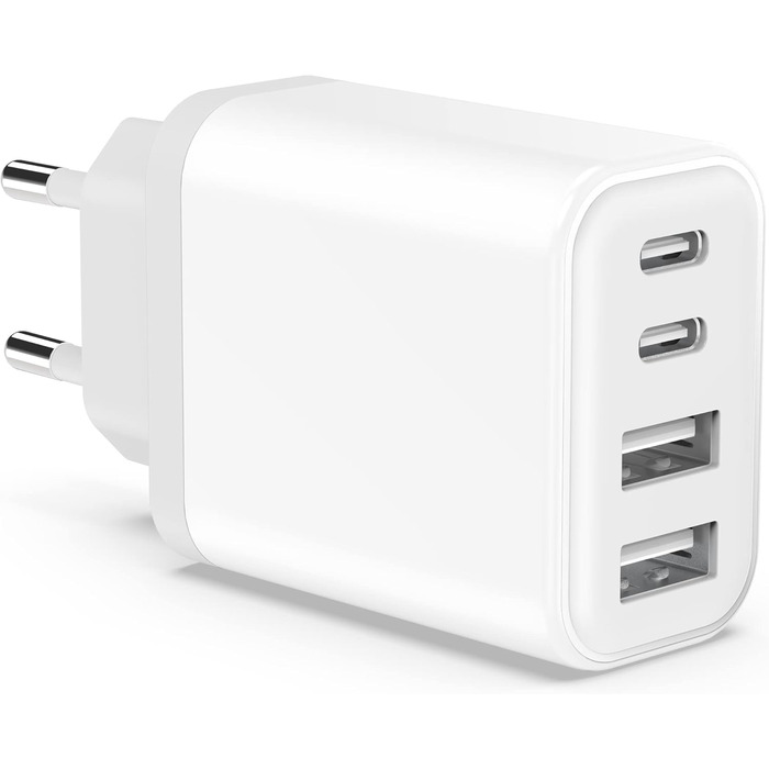Мережевий адаптер USB C 40W 4-портовий: зарядка для iPhone, iPad, Galaxy та інших пристроїв