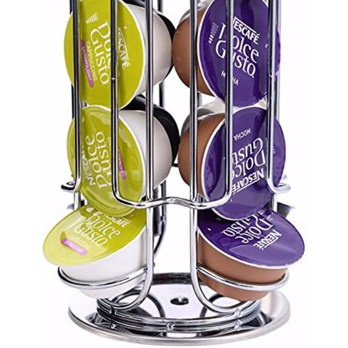 Тримач для капсул кави Exzact, сумісний з Dolce Gusto (32 капсули) - органайзер для капсул кави Dolce Gusto, диспенсер/стійка/тримач, поворотний на 360°, антиковзкий