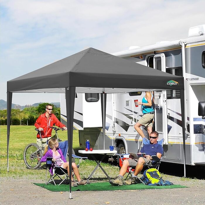 COBIZI Gazebo 3x3 Waterproof Folding Gazebo with 4 Side Walls Outdoor Folding Gazebo Stable UV Protection 50+ Pop-Up Garden Gazebo Party Tent for Outdoors, Garden, Party, Wedding, Market (3x3m Gray)