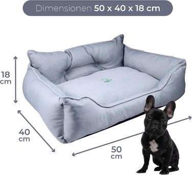UNITED COLORS OF BENETTON. Pets - Dog and Cat Bed, Ergonomic Bed for Small Dogs, Made of Polyester, Machine Washable, Fluffy, in Grey, Size S, 50x40x18 cm