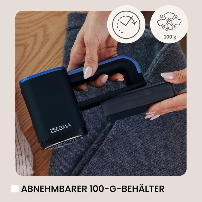 ZEEGMA LINTEE Чорний Фетрошліфувальник Електричний для різних тканин, 5W, 3 набори лез, 3 швидкості, контейнер 100 г, LCD дисплей, акумулятор 1800 mAh, LED підсвічування, USB-C кабель