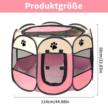 Летворешітка для цуценят та котів, вольєр для тварин у квартиру, 114x114x58 см (рожевий)