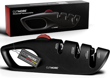 CUTMORE® Точилка для ножів Diamant - Оригінальна 5-в-1 для хлібних ножів, ножиць та ножів – професійний прецизійний кут – неслизька, проста, ефективна – відома у спільноті Hobbykoch (ProSharp)