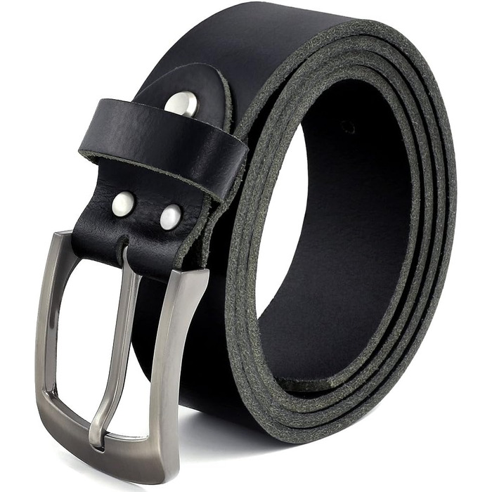 Чоловічий шкіряний ремінь Volmer® з телячої шкіри, чорний, ширина 38 мм, регульований, для джинсів та костюма, довжина 120 см, розмір 105 см
