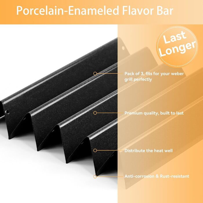 Ароматизуючі пластини Flavorizer Bars для гриля Weber Spirit E-310/E-320/E-330 (2013-сьогодення), Spirit II E-310/S-310, 38,9 см, порцелянова емаль, захисний теплозахист, запасна частина