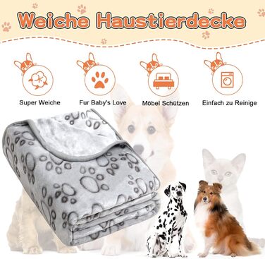 М'яка ковдра для собак та котів, 130x110 см (сіра), 1 шт. - для дому, в подорожі, захист дивану