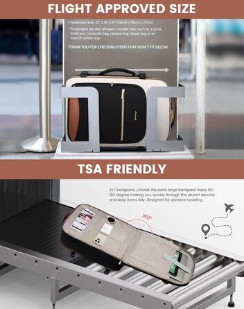 Рюкзак LOVEVOOK для ручної поклажі літака, 40L, водонепроникний, для ноутбука 17 дюймів, для подорожей, школи, роботи, кемпінгу (бежевий+чорний+коричневий)