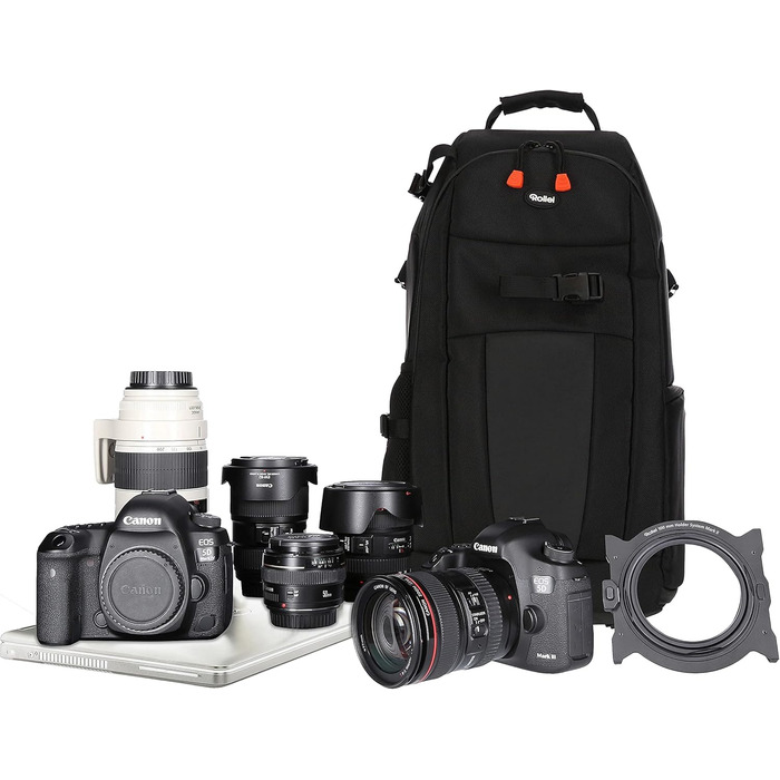 Рюкзак для камери Rollei Fotoliner Ocean L: великий, з перероблених PET-пляшок, з дощем. захистом, розмір ручної поклажі, чорний