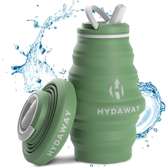 HYDAWAY | Collapsible Water Bottle with Spout Lid | Ultra-packable and travel-friendly | Made of food-grade silicone | 500 ml