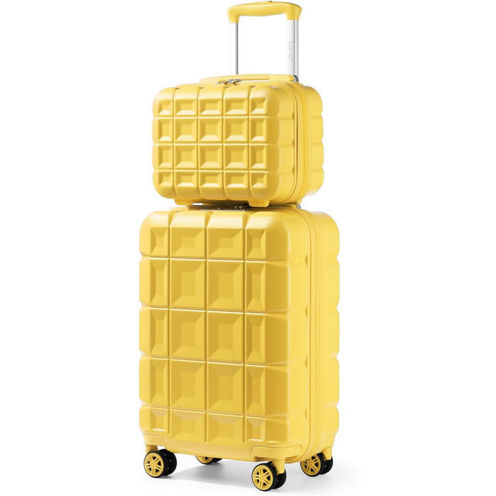 Набір валіз KONO 2 в 1: велика валіза (54 см) та косметичка (жовтий)