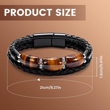 Чоловічий браслет на руці, подарунок: шкіряний браслет з тигровим оком та магнітною застібкою, плетене ретро-дизайн, ідеальний для дня народження, Різдва, День святого Валентина