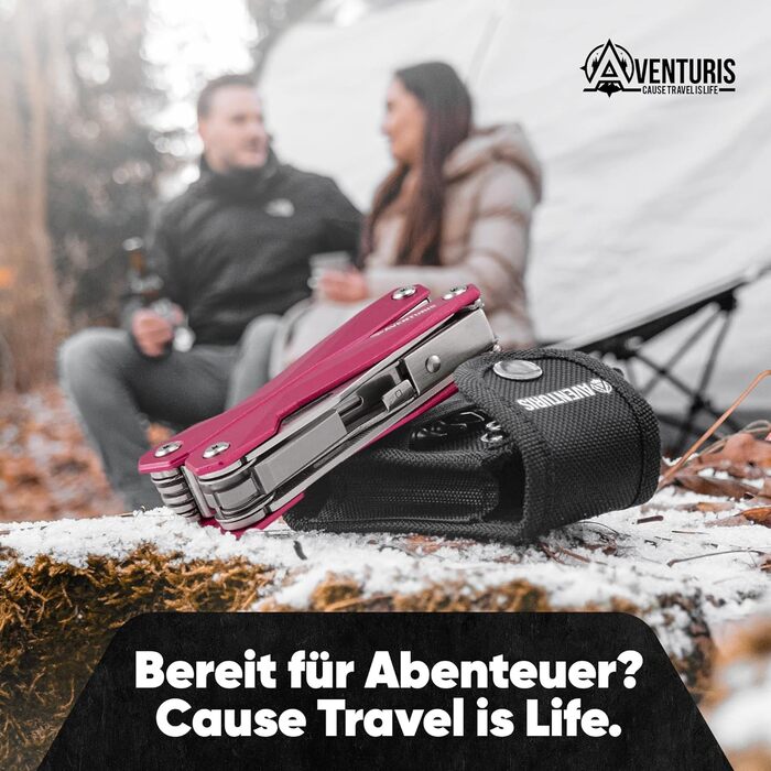 AVENTURIS® Multitool. Great multi-function tool as bicycle accessory or outdoor gear, a multitool tool as men's gifts or Leatherman multitool green (Personalized, Pink)