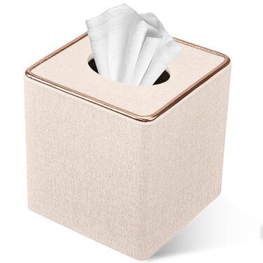 Скляниця для серветок з PU шкіри, 25x13,5x9,5 см, з 4 підставками в подарунок (бежева)