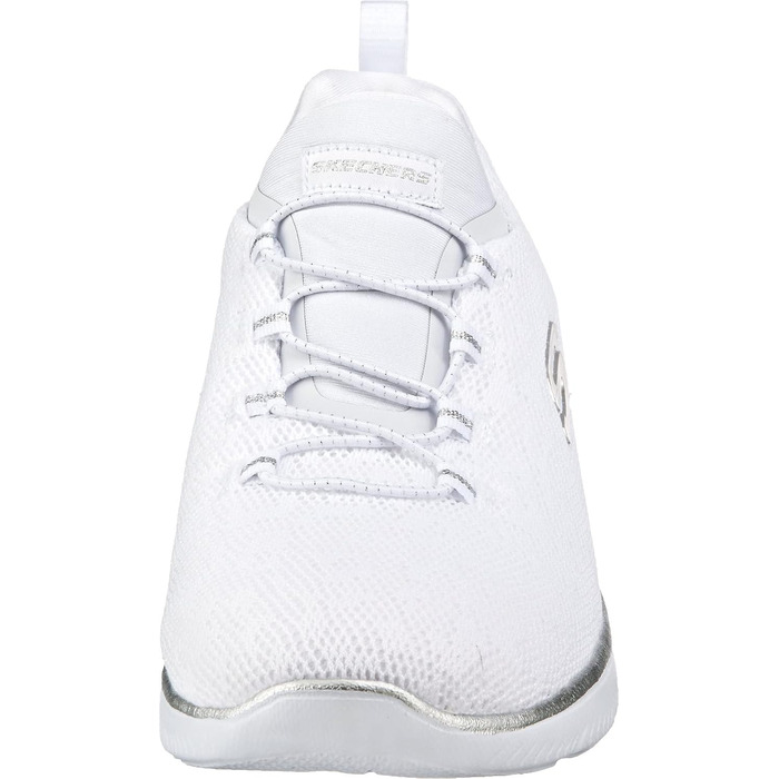 Кросівки Skechers Summits Leopard Spot для жінок, 39.5 EU, білий сітчастий верх з сріблястою окантовкою