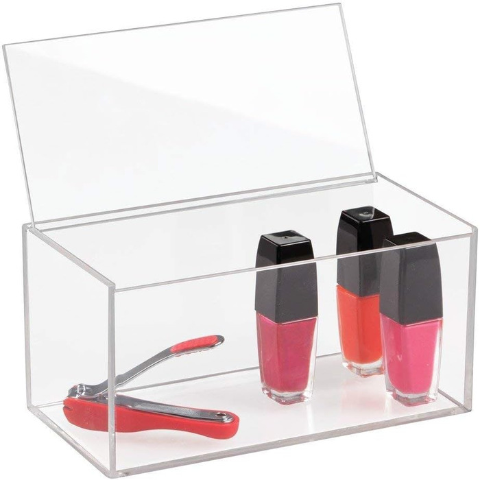 iDesign Cosmetic Organizer with Lid, Large Makeup Organizer Made of BPA-Free Plastic, Stackable Acrylic Box for Makeup, (8 x 4 x 4 inches), Clear