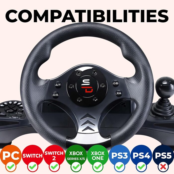 Руль SUBSONIC Superdrive GS750 Drive Pro з педалями, кермом, Paddles та вібрацією для Xbox Series X/S, PS4, Xbox One, PC (програмований)