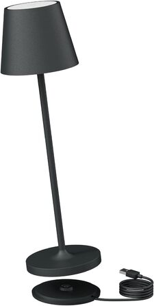 LED акумуляторна настільна лампа K-Bright диммер | для дому та вулиці | тепле світло | з USB зарядкою | антрацит