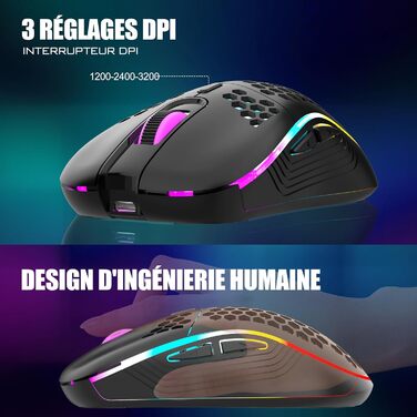 Бездротова ігрова клавіатура та миша RedThunder K62 60% RGB, AZERTY, 62 клавіші, Mini, для PC/PS5, чорний