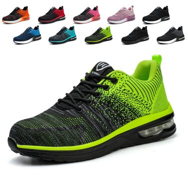 Черевики робочі чоловічі та жіночі, спортивні, з металевим носком, антиковзаючі, дихаючі, розмір 35-46 (36 EU, зелений)