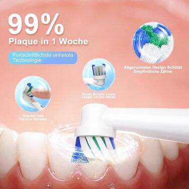 Електрична зубна щітка Rotierende для дорослих з 8 насадками, 3 режимами чищення, акумулятором на 50 днів та Smart-таймером 2 хв - Чорна (Рожева)