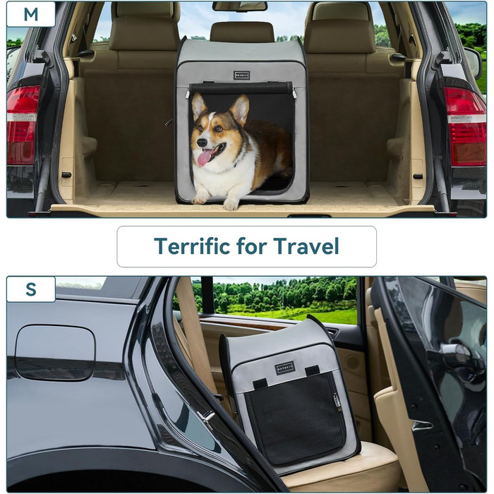 Клітка для собак Petsfit, складана, сіра, велика (79.5 x 44 x 67 см)