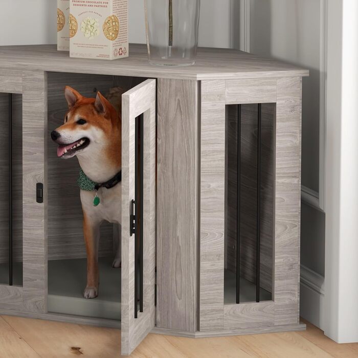 Клітка для собак PawHut з замком, подушкою, з металу, для дому, 80 x 56 x 63 см (волоський горіх)