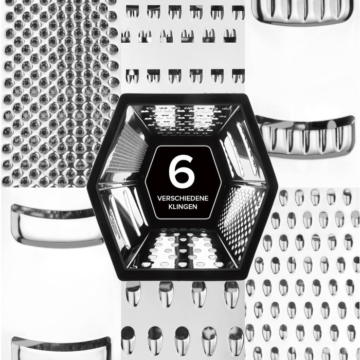 Трка для сиру Joeji's Kitchen з контейнером - 6 сторін, ручна, з нержавіючої сталі, багатоцільова для сиру, овочів та фруктів