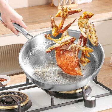 Сковорода Kovali Titan з нержавіючої сталі, 28 см, з кришкою, антипригарне покриття, кухонний посуд преміум-якості