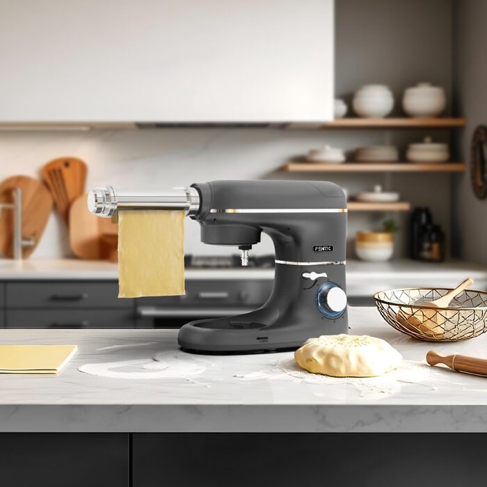 Кухонна машина з тістомісом та машиною для пасти – 2000W, з нержавіючою чашею 6.2L (сіра)