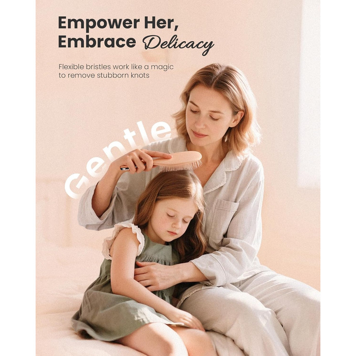 Щітка для волосся AIMIKE без пошкоджень, розпушувач з м'якими щетинками, безболісна розпушувальна щітка для складних вузлів, особливо делікатна до тонкого волосся, ідеальна для догляду за шкірою голови та масажу. Подушковий масажер LuxeSilk