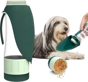 Водяна пляшка для собак 2-в-1 для прогулянок, подорожей та кемпінгу. Зручна водяна пляшка для тварин