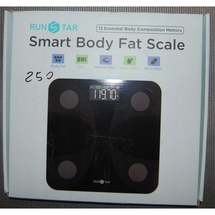 Розумні ваги Runstar з додатком, чорні, з великим чітким LCD-дисплеєм