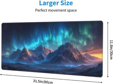 Японський килимок для миші для геймінгу, чорний, 80 x 30 см, з неслизькою основою, водонепроникний, з прошитими краями, для геймінгу, офісу, дому (Чорна хвиля) (Aurora)