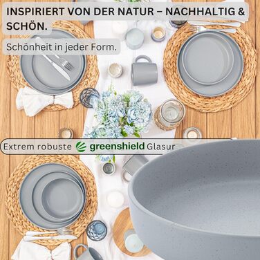 Набір посуду SÄNGER Steingut 12 предметів: тарілки для 4 осіб (4 великі, 4 десертні, 4 глибокі), кольоровий, стійкий до подряпин, VALUE COLLECTION (Leeds Sterling, 6 салатників)