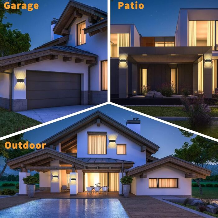LED настінний світильник Lureshine, 2 шт., 22x8x5 см, чорний, IP65, 3000K, для вітальні