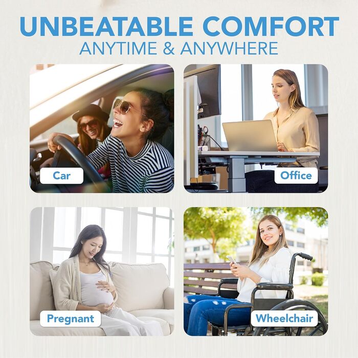 Подушка для сидіння в авто з Memory Foam для спини та куприка, шкіряна, 4D сітка, темно-сіра