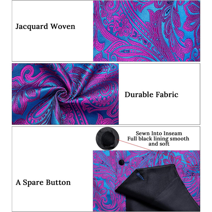 Жилет чоловічий DiBanGu з краваткою та хустинкою в паваподібному стилі, ґудзики, S-3XL, блакитний/фіолетовий