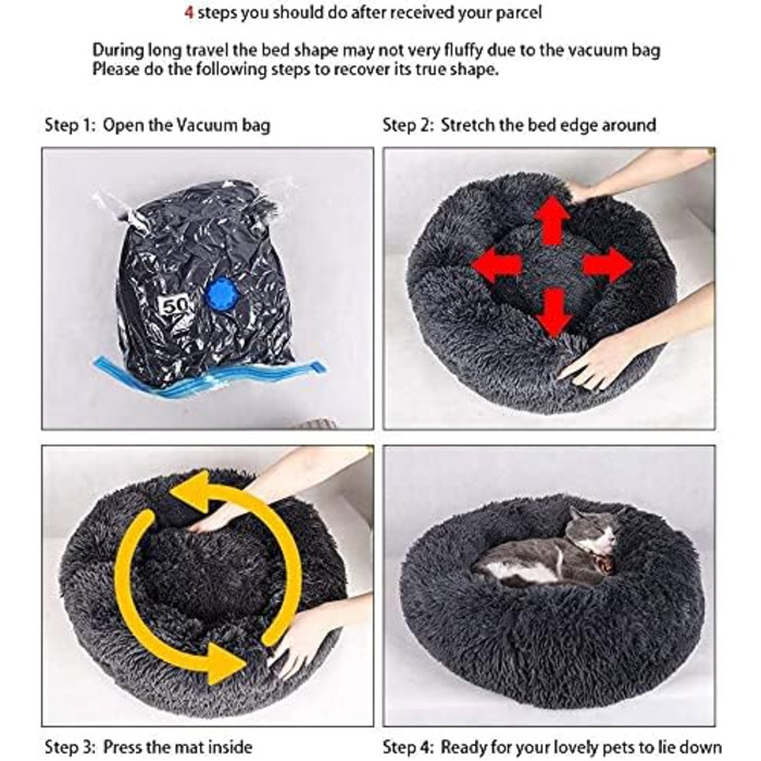 М'яке ліжко для собак Haoye, кругла подушка для домашніх тварин, ліжко для котів та собак Donut, зручне ліжко для собак, приємне на дотик (діаметр 50-120см / 7 розмірів), діаметр 60см (Хакі, 120см)