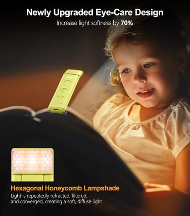 LED лампа для читання Gritin з кріпленням, USB-C, регульоване світло, 3 режими, без напруження для очей, для читання в ліжку, кут налаштування, для любителів книг (Смарагдово-зелений)