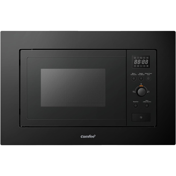 Вбудована мікрохвильова піч COMFEE' CBMAG820BJL-BK, 20 л, 800 Вт, гриль, 5 рівнів потужності, 8 автоматичних меню, функція швидкої заморозки, чорний колір