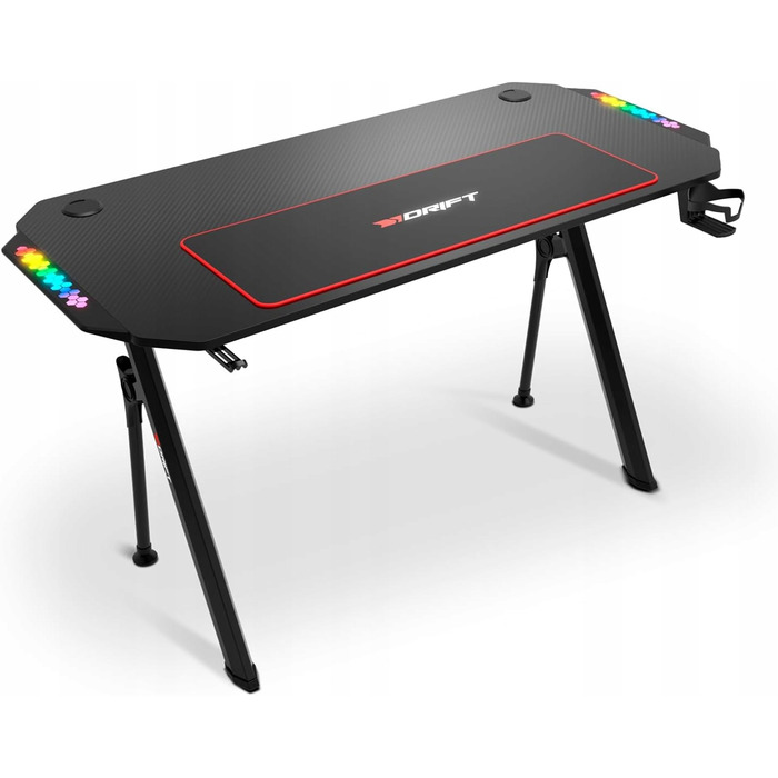 Ігровий стіл 120x60x75 RGB, карбонова стільниця, килимок 80x30 — комплект для геймера